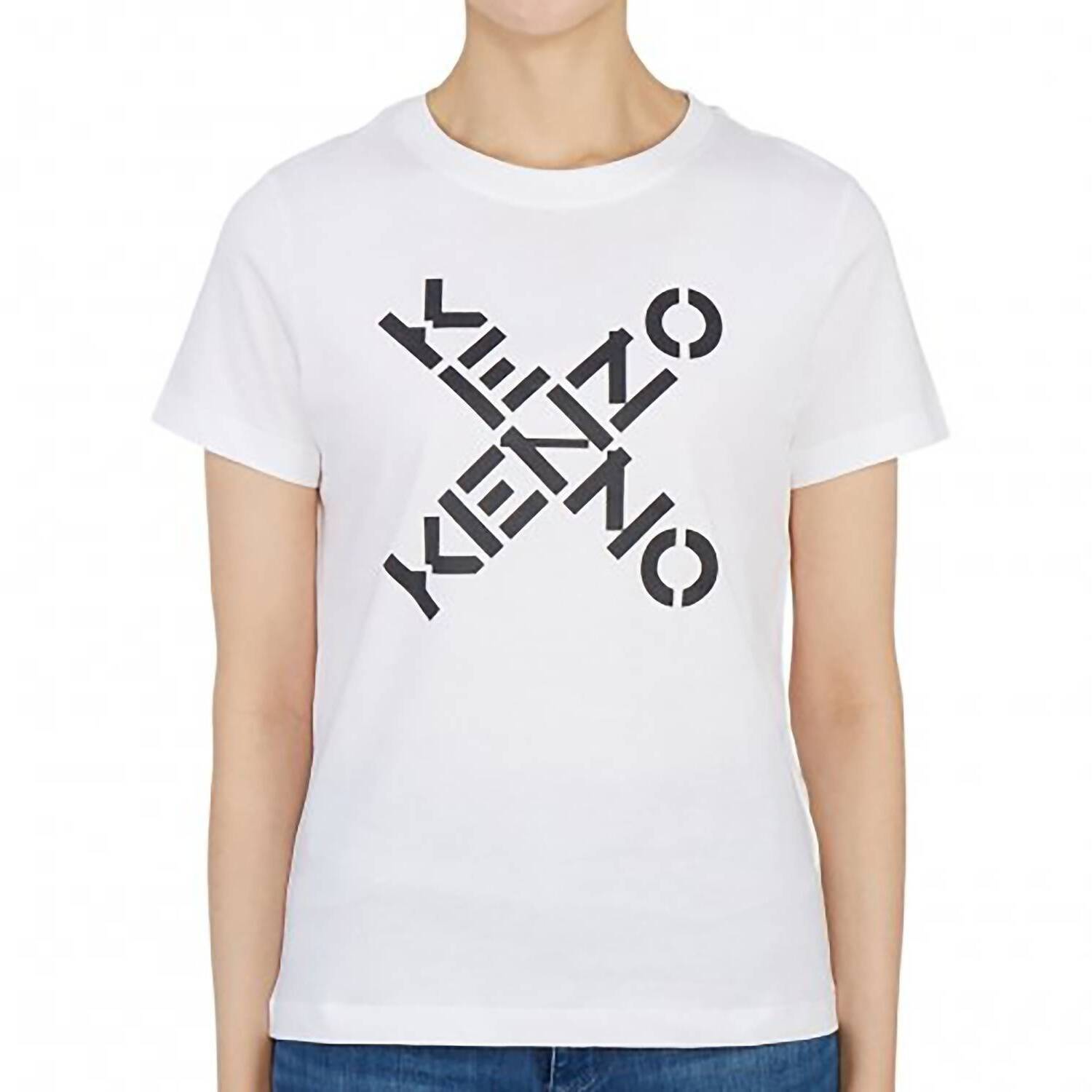 New Kenzo Women's Logo Short Sleeve T-Shirt In White